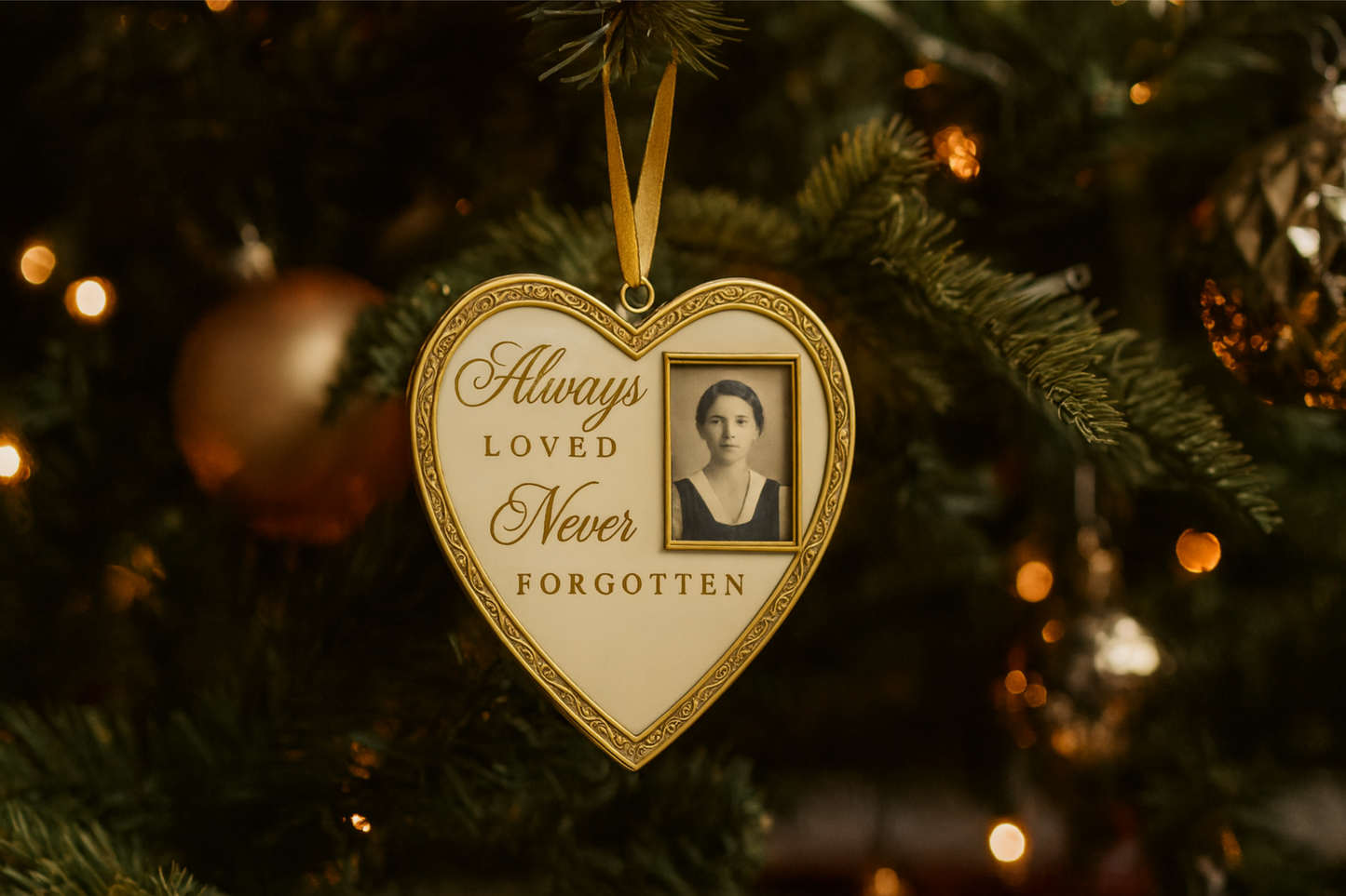 Heirloom-Quality Metal Memorial Ornament with Hidden USB-C Drive – Double-Sided Photo Frame Keepsake to Relive Loved Ones’ Memories