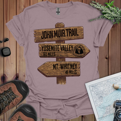 John Muir Trail Unisex T-Shirt Wood Sign 211 Miles