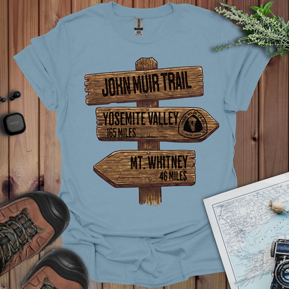 John Muir Trail Unisex T-Shirt Wood Sign 211 Miles