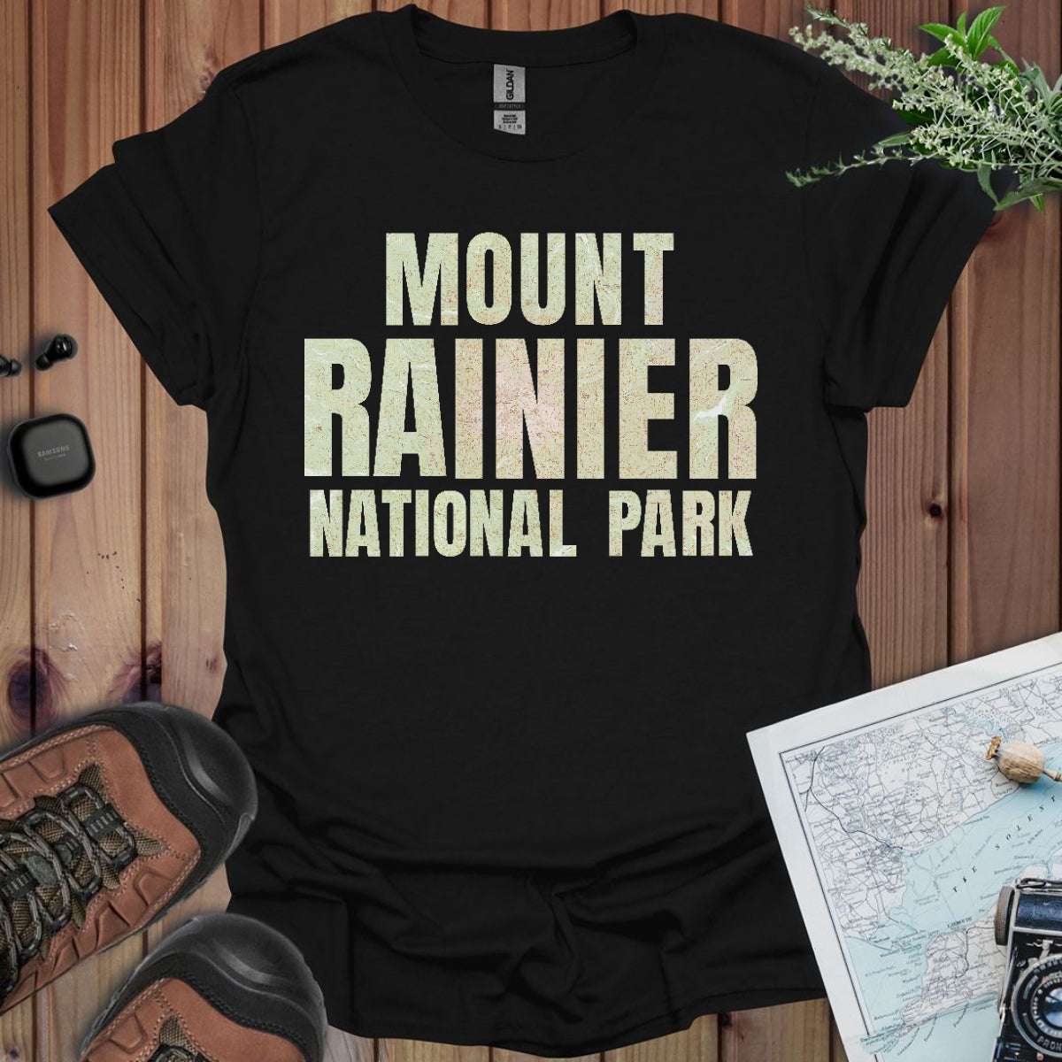 Mount Rainier Topographic Map National Park Unisex Fit Soft T-Shirt
