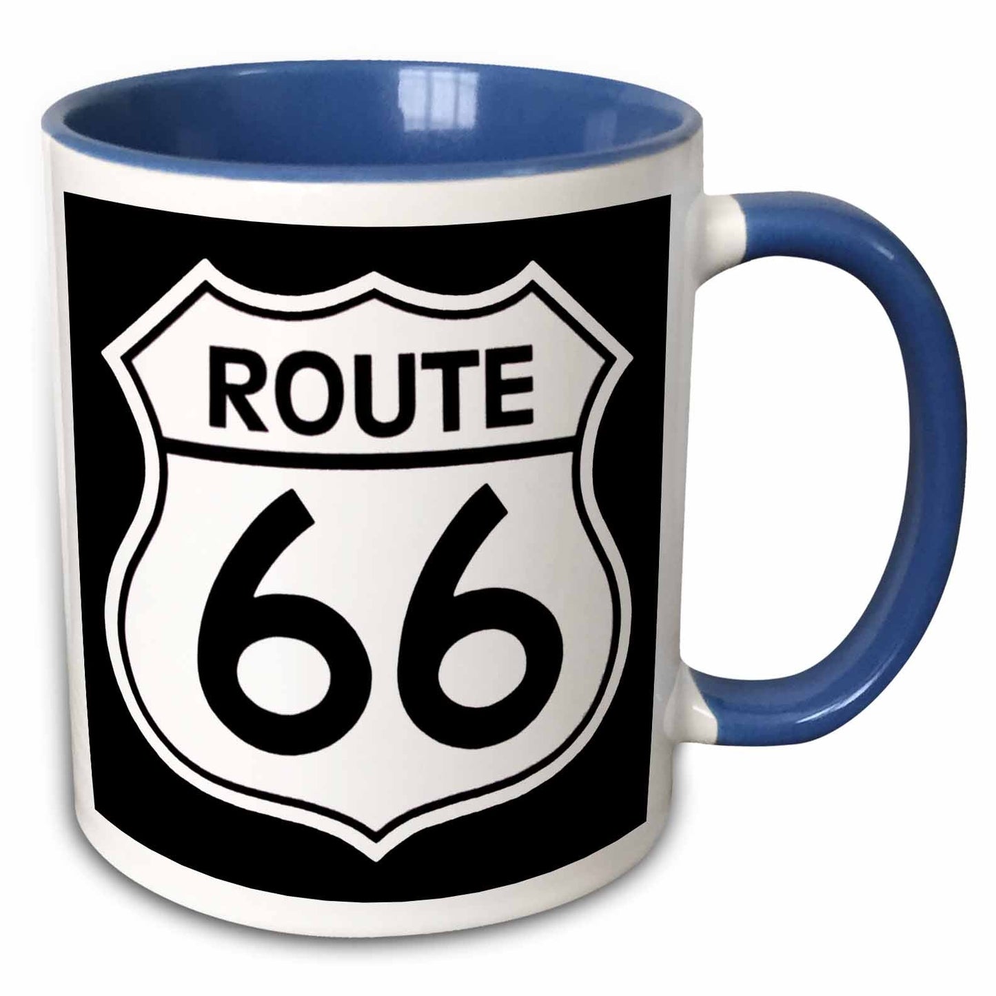 3dRose EvaDane - Signs - Route 66, Black and White - Mugs (mug_110012)