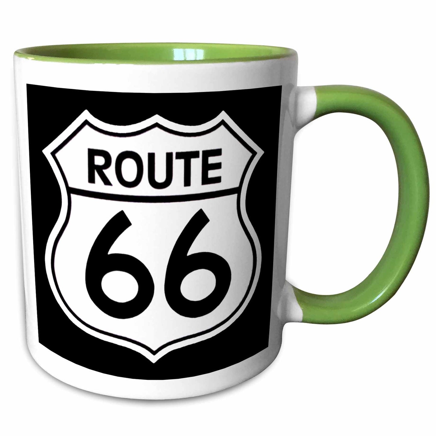 3dRose EvaDane - Signs - Route 66, Black and White - Mugs (mug_110012)