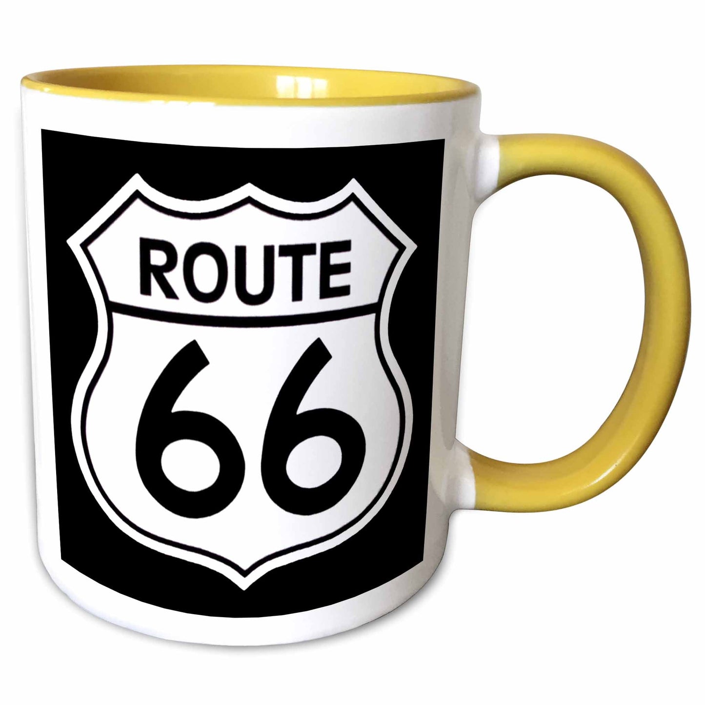 3dRose EvaDane - Signs - Route 66, Black and White - Mugs (mug_110012)