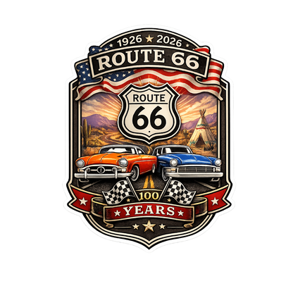 (4) Route 66 Centennial Stickers (4") – Bulk Wholesale Orders
