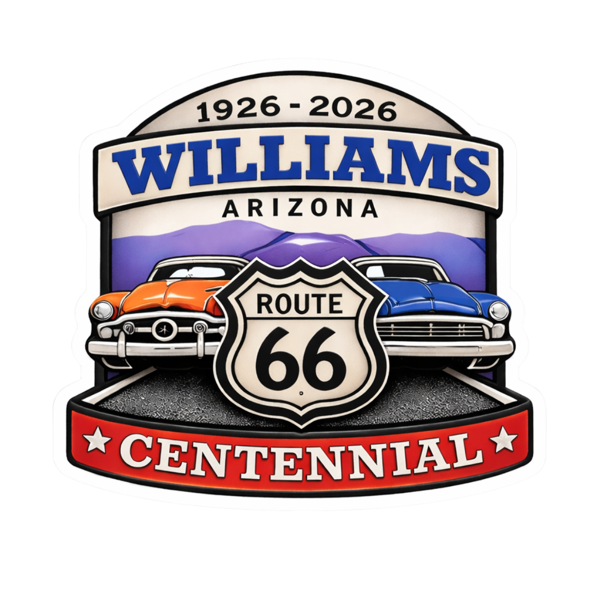 (2) Williams Route 66 Centennial Stickers – Bulk Wholesale Orders