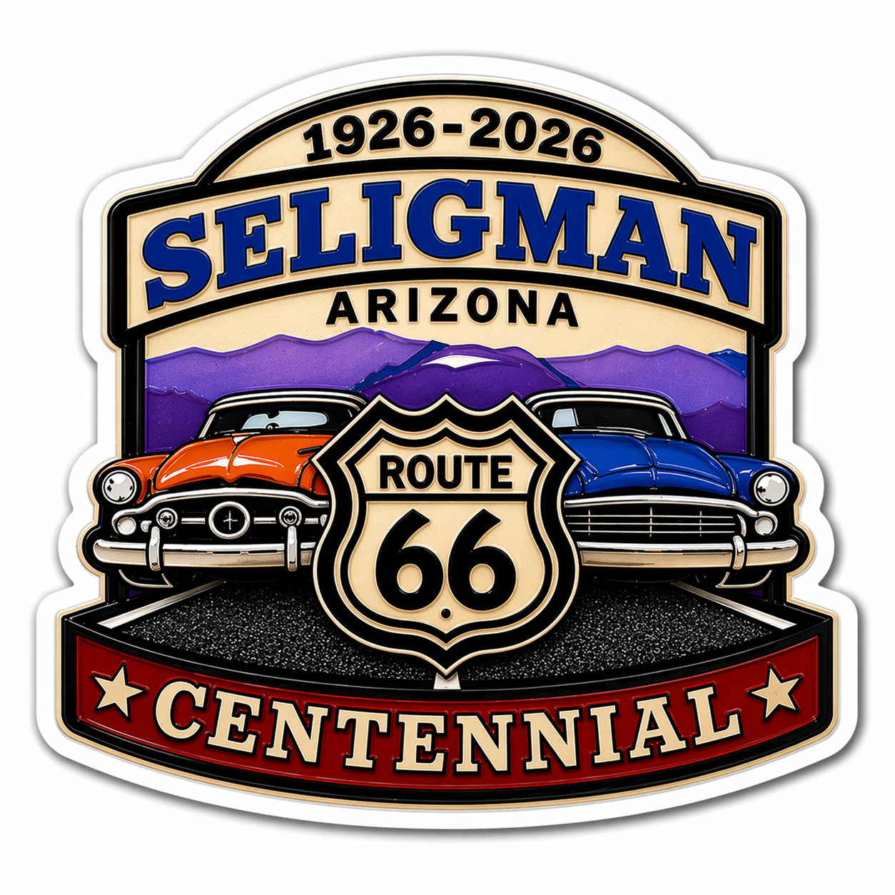 (8) Seligman Route 66 Centennial Stickers – Bulk Wholesale Orders