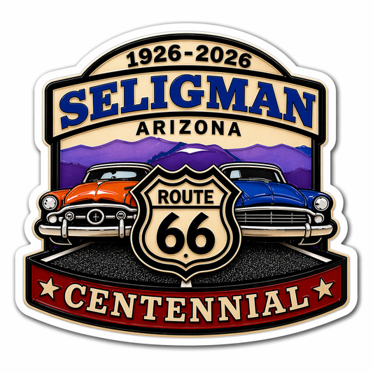 (8) Seligman Route 66 Centennial Stickers – Bulk Wholesale Orders