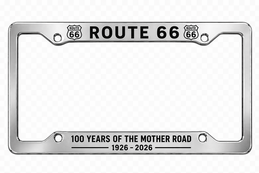 Route 66 Centennial Aluminum License Plate Frame – 100 Years of the Mother Road (1926–2026) | Wholesale
