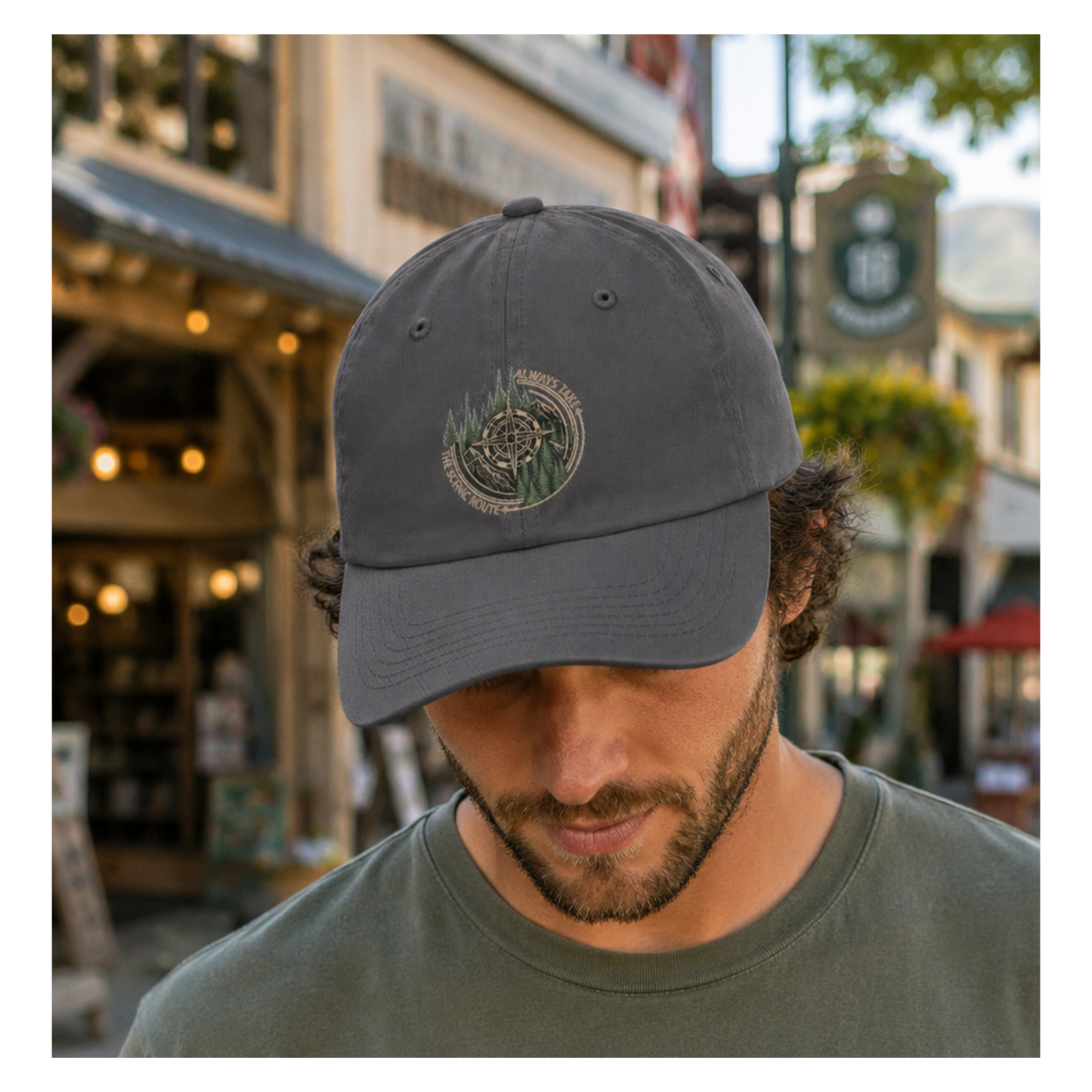 Mountain Compass Dad Hat | Forest Trail Embroidered Cap