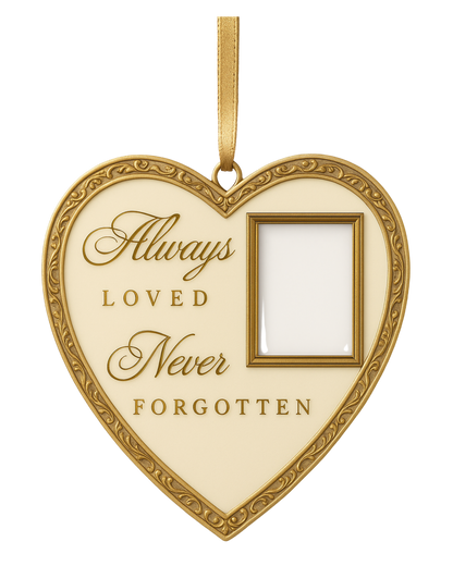 Heirloom-Quality Metal Memorial Ornament with Hidden USB-C Drive – Double-Sided Photo Frame Keepsake to Relive Loved Ones’ Memories