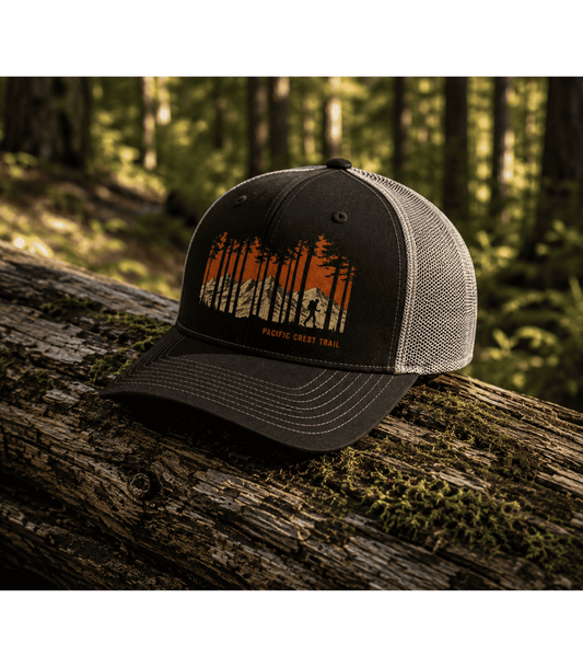 Pacific Crest Trail Trucker Hat — Hiker Sunset Snapback