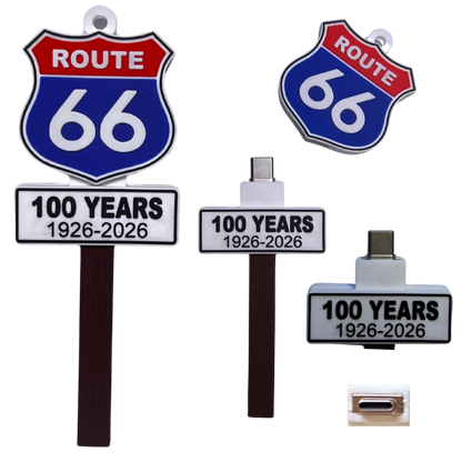 Route 66 Centennial Ornament –  Hidden USB-C Keepsake | $5 from every purchase supports Route 66 Preservation
