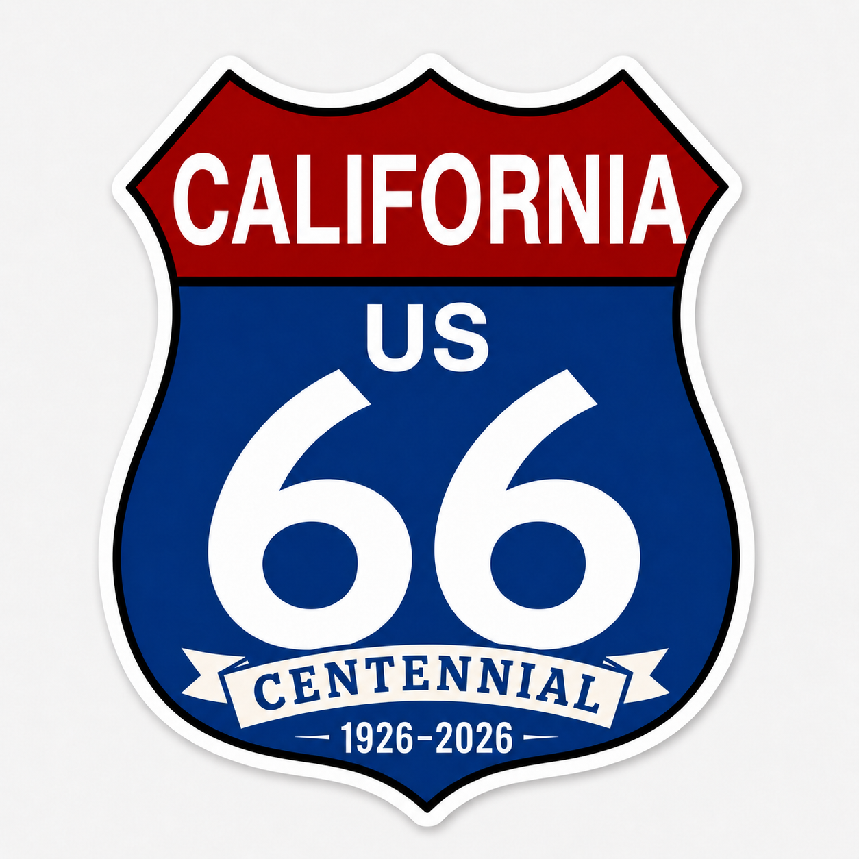 Route 66 Centennial California Stickers (40) (3") – Bulk Wholesale Orders