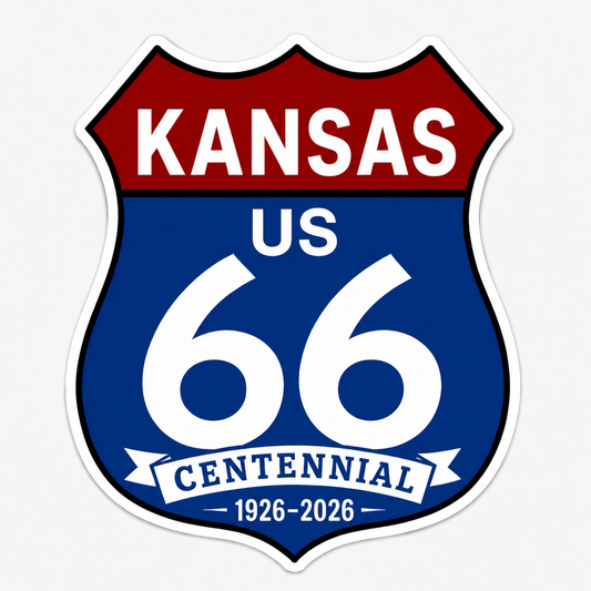 Route 66 Centennial Kansas Stickers (45) (3") – Bulk Wholesale Orders