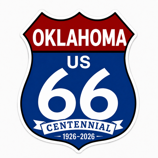 Route 66 Centennial Oklahoma Stickers (44) (3") – Bulk Wholesale Orders