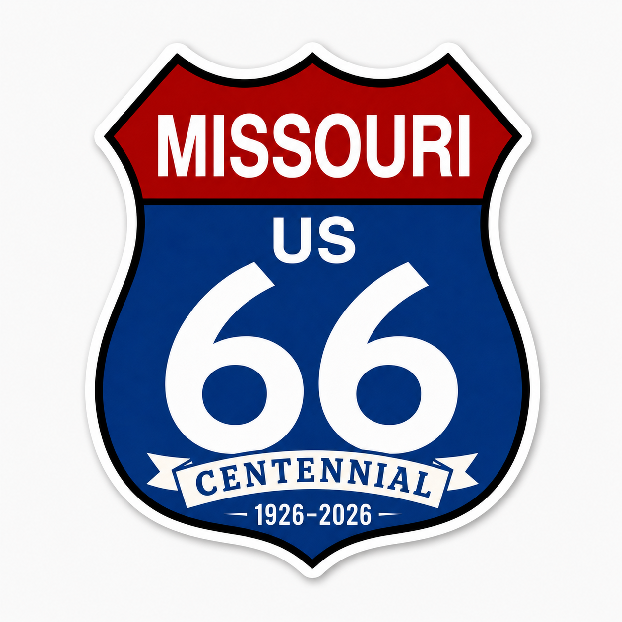 Route 66 Centennial Missouri Stickers (46) (3") – Bulk Wholesale Orders