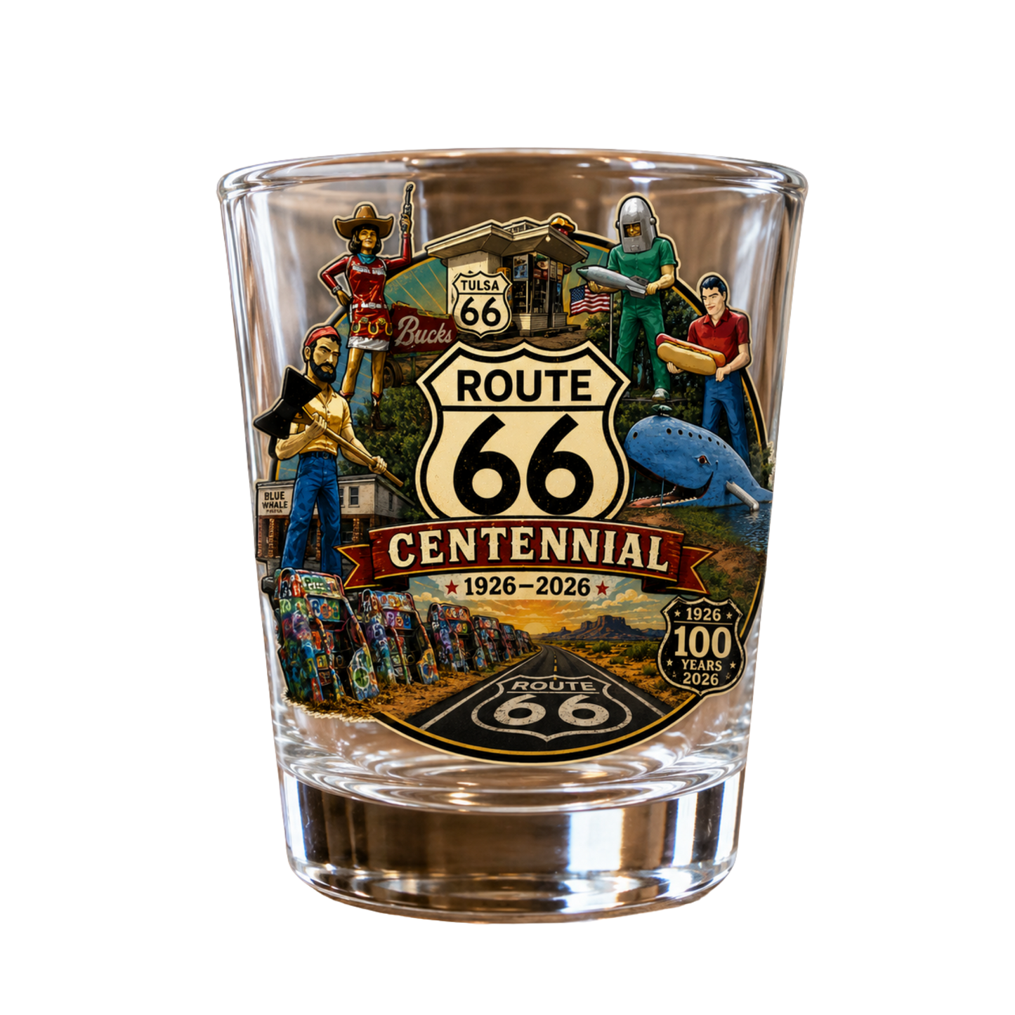 Route 66 Centennial Shot Glasses (1) – Bulk Wholesale Orders